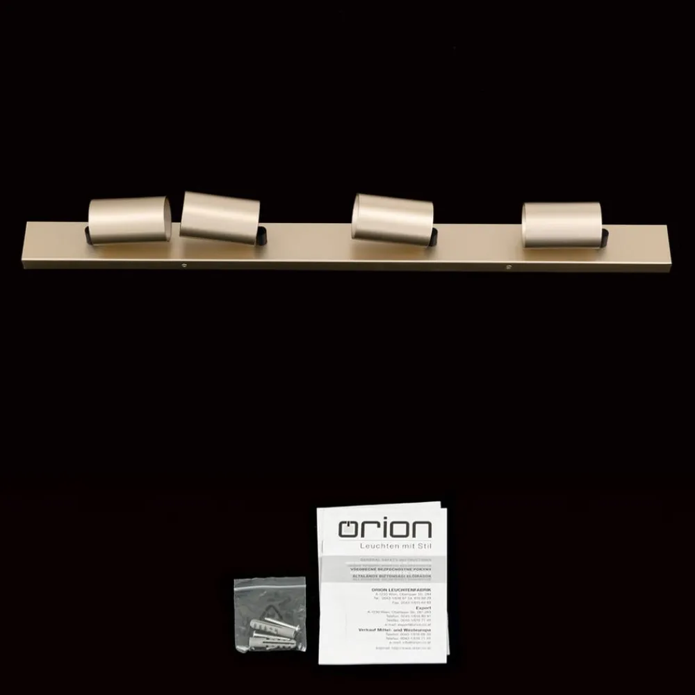 Loftlamper|Loftlamper ^ ORION Spotlight Sean, 4 lyskilder, guldfarvet, metal, drejeligt monteret