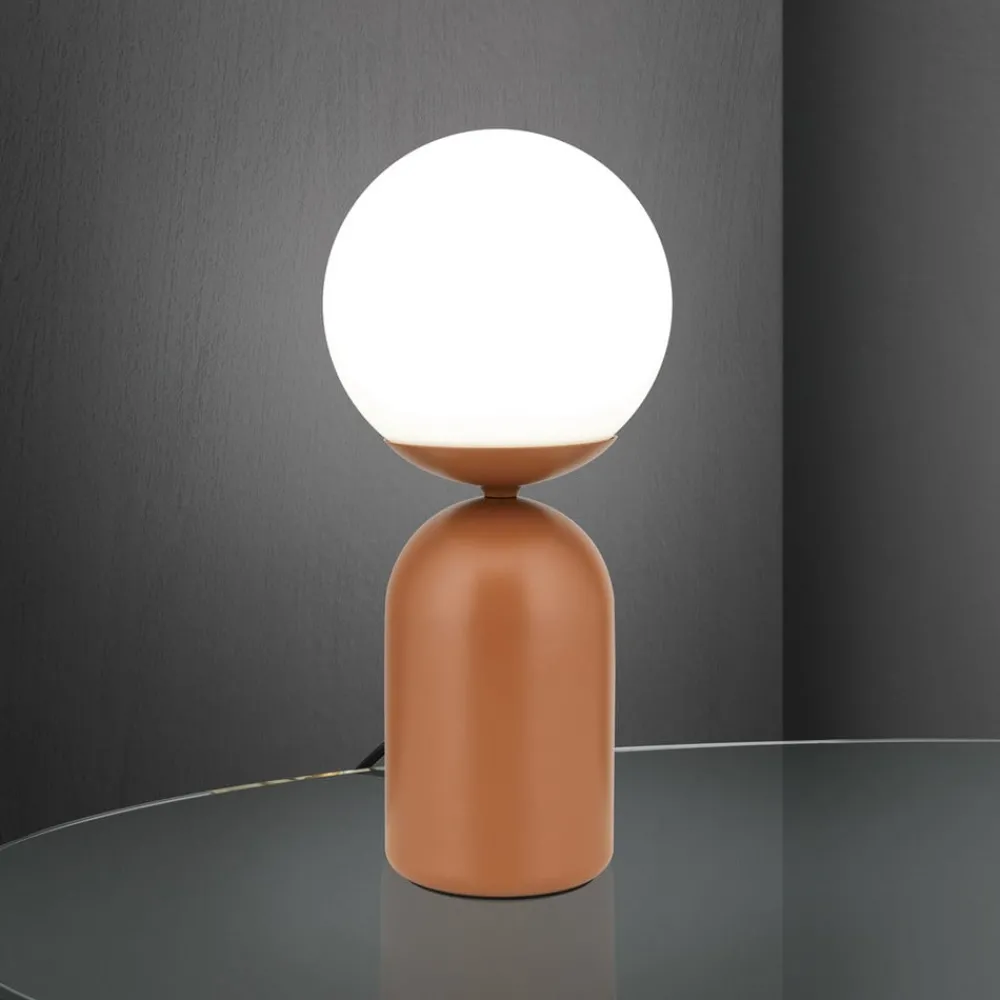 ORION Bordlamper > Stanley bordlampe, koralrød, højde 32 cm, keramik/glas