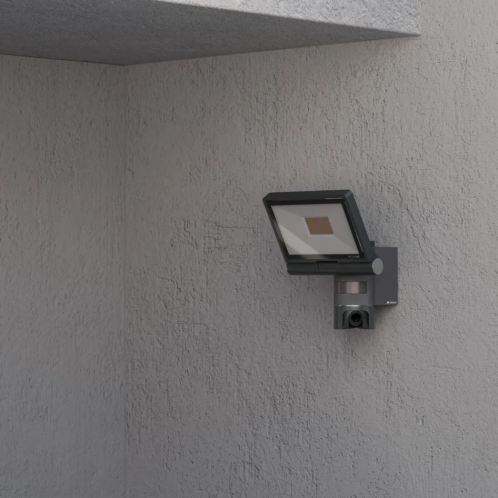 Væglampe Med Sensor|Udendørs Spot ^ STEINEL LED-kameraspotter XLED CAM2 SC, antracit, IP44