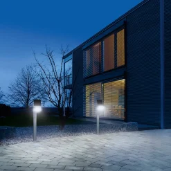 STEINEL Solcelle Lampe Med Sensor|Sokkellamper Med Sensor > XSolar Stand LED-solcellelampe, sølv