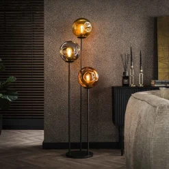 Gulvlamper|Gulvlamper ^ Zijlstra Stellar gulvlampe, 3 lyskilder, glas, metal, flerfarvet