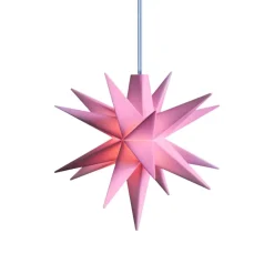 Dekorationsbelysning|Julepynt ^ STERNTALER LED-stjerne, lyserød, Ø 8 cm, 18 takker, IP44 batteri