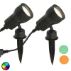 Udendørs Spot ^ Briloner sæt med 2 - LED-lampe med jordspyd Terra m. farvefiltre