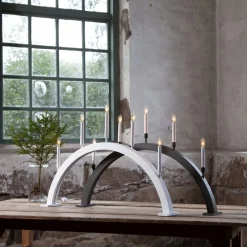 STAR TRADING Julepynt|Vinduesdekoration > Storm vinduesstage, 5 lyskilder, 59 cm, hvid