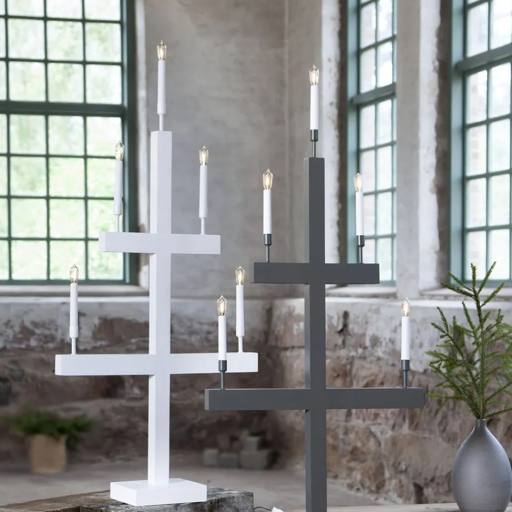STAR TRADING Julepynt|Vinduesdekoration > Storm vinduesstage, 5 lyskilder, 118 cm, hvid