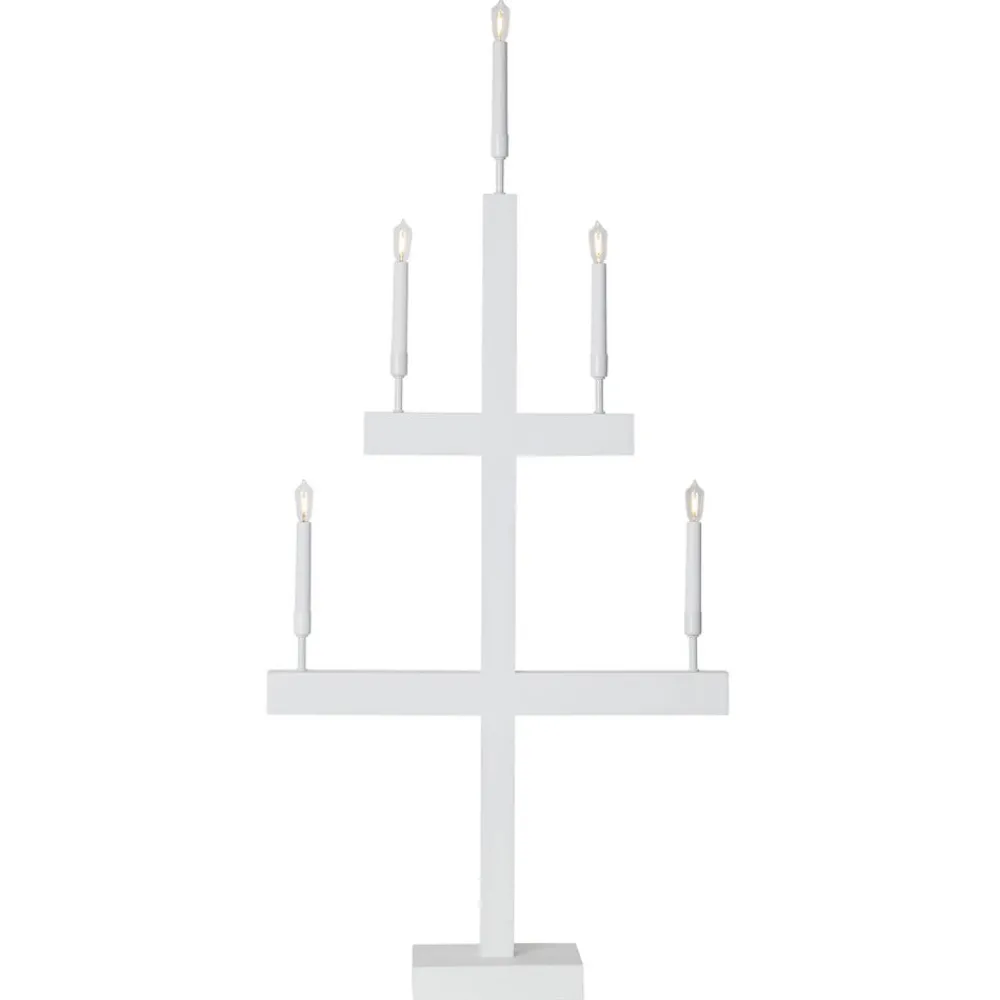 STAR TRADING Julepynt|Vinduesdekoration > Storm vinduesstage, 5 lyskilder, 118 cm, hvid