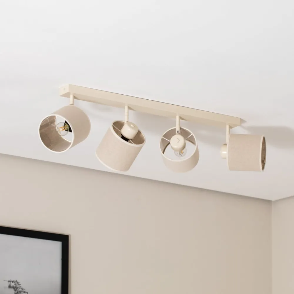 Argon Spotlights > Suerte loftlampe, cremehvid, hørtekstil, 4 lyskilder