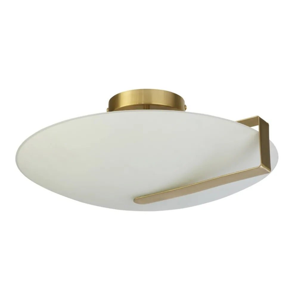 Loftlamper ^ Searchlight Sundial loftlampe, guld/opalhvid, stål, glas, E27