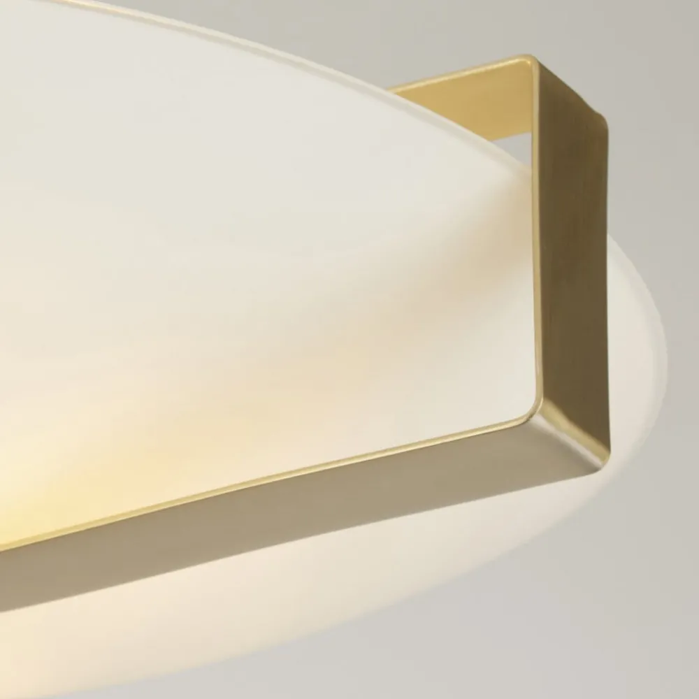 Loftlamper ^ Searchlight Sundial loftlampe, guld/opalhvid, stål, glas, E27
