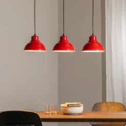 Pendellamper ^ Luminex Sven hængelampe, 3 lyskilder, rød, stål, E27