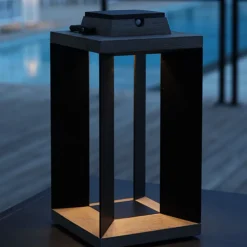 Solcelle Lampe Med Sensor|Solcellelamper ^ Les Jardins Teckinox LED-solcellelanterne, teak/stål, 45,5 cm