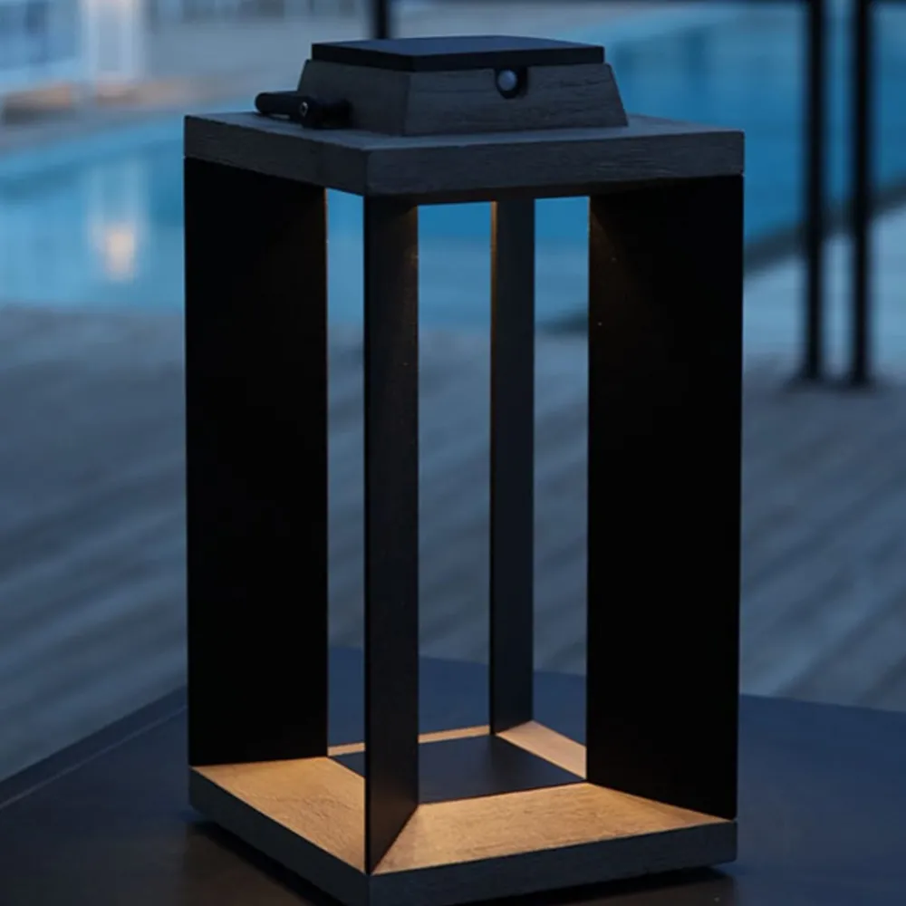 Solcelle Lampe Med Sensor|Solcellelamper ^ Les Jardins Teckinox LED-solcellelanterne, teak/stål, 45,5 cm