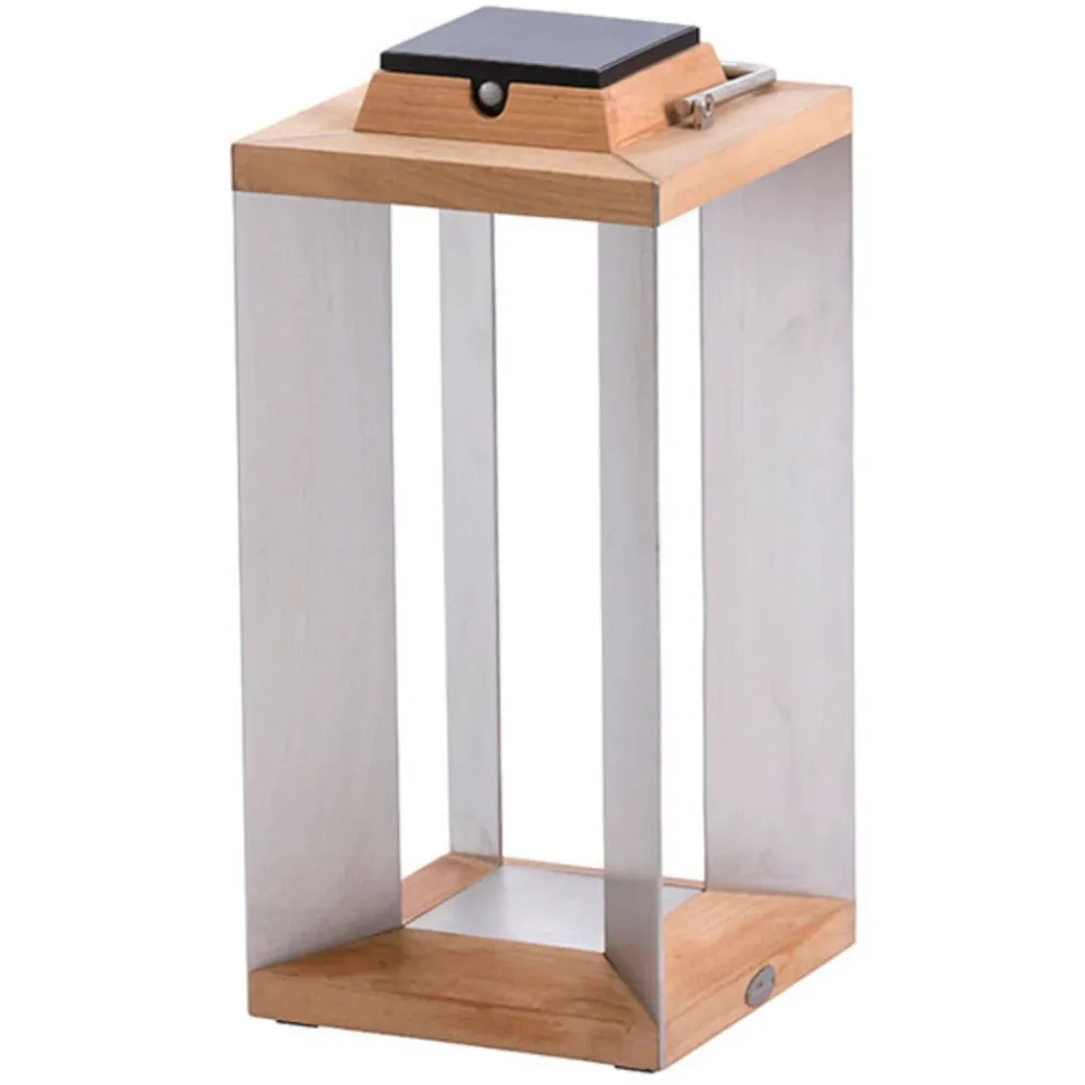 Solcelle Lampe Med Sensor|Solcellelamper ^ Les Jardins Teckinox LED-solcellelanterne, teak/stål, 45,5 cm