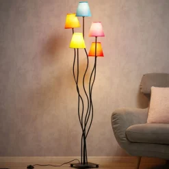 Näve Gang|Pendellamper > Tekstil gulvlampe Colori med 5 lyskilder farvet