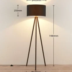 Lindby Gang|Pendellamper > Tekstilgulvlampe Majken - mørkegrå/sort