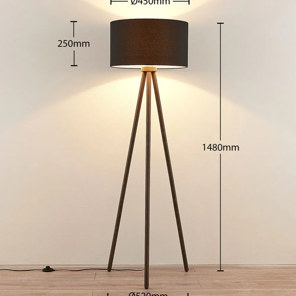 Lindby Gang|Pendellamper > Tekstilgulvlampe Majken - mørkegrå/sort