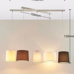 Lindby Pendellamper > Tekstil hængelampe Hermina, 5 lyskilder