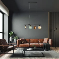 Pendellamper|Pendellamper ^ Nowa Telesto pendellampe med glasskærme, 4 lyskilder