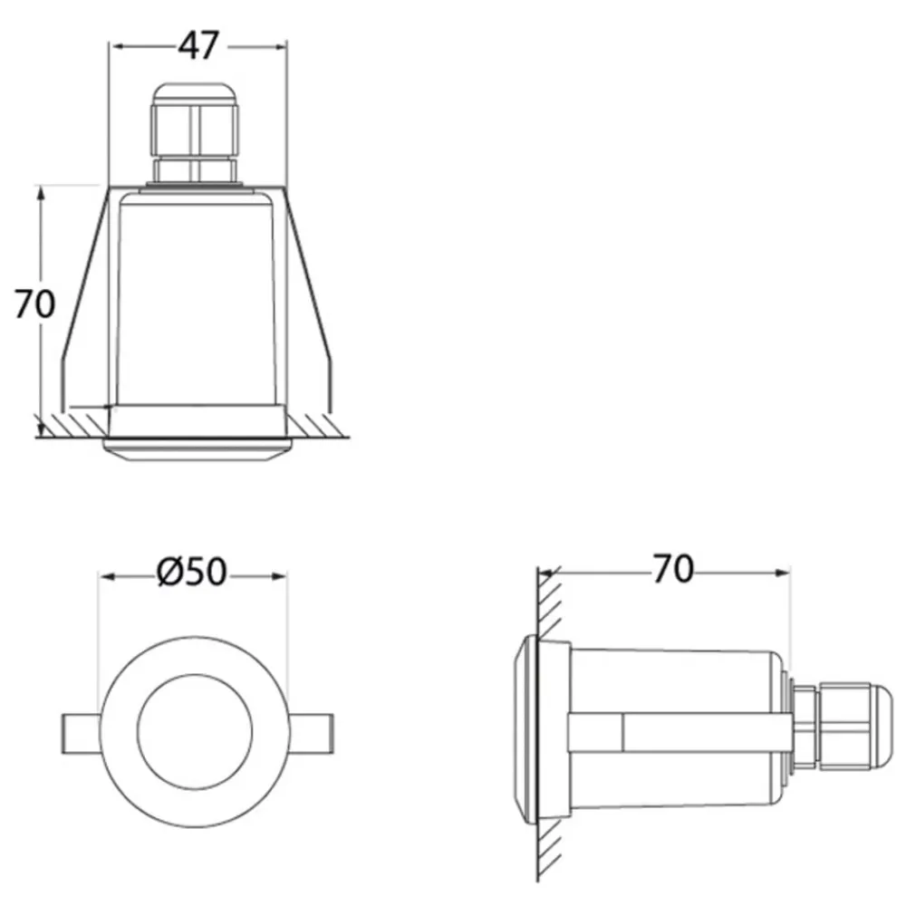Fumagalli Nedgravet Udebelysning|Udendørs Loftlamper > Teresa indbygningslampe rund, sort/frostet 3.000 K