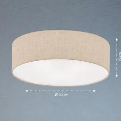 FISCHER & HONSEL Loftlamper|Loftlamper > Thor loftslampe i tekstil, sand, Ø 60cm