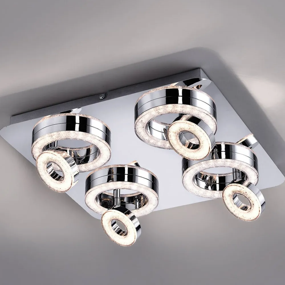 Loftlamper ^ JUST LIGHT. GmbH Tim kvadratisk LED-loftlampe, med 8 ringe