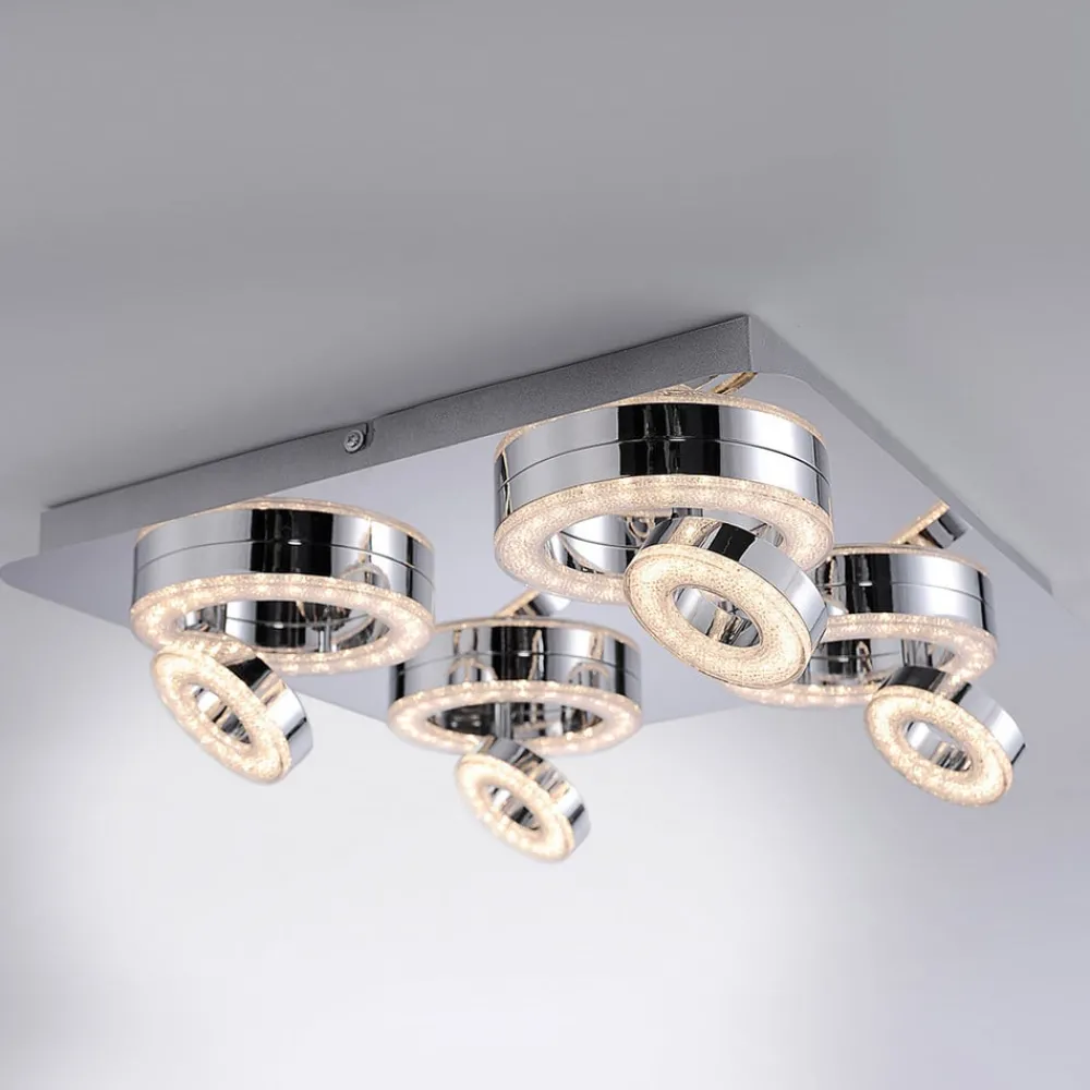 Loftlamper ^ JUST LIGHT. GmbH Tim kvadratisk LED-loftlampe, med 8 ringe