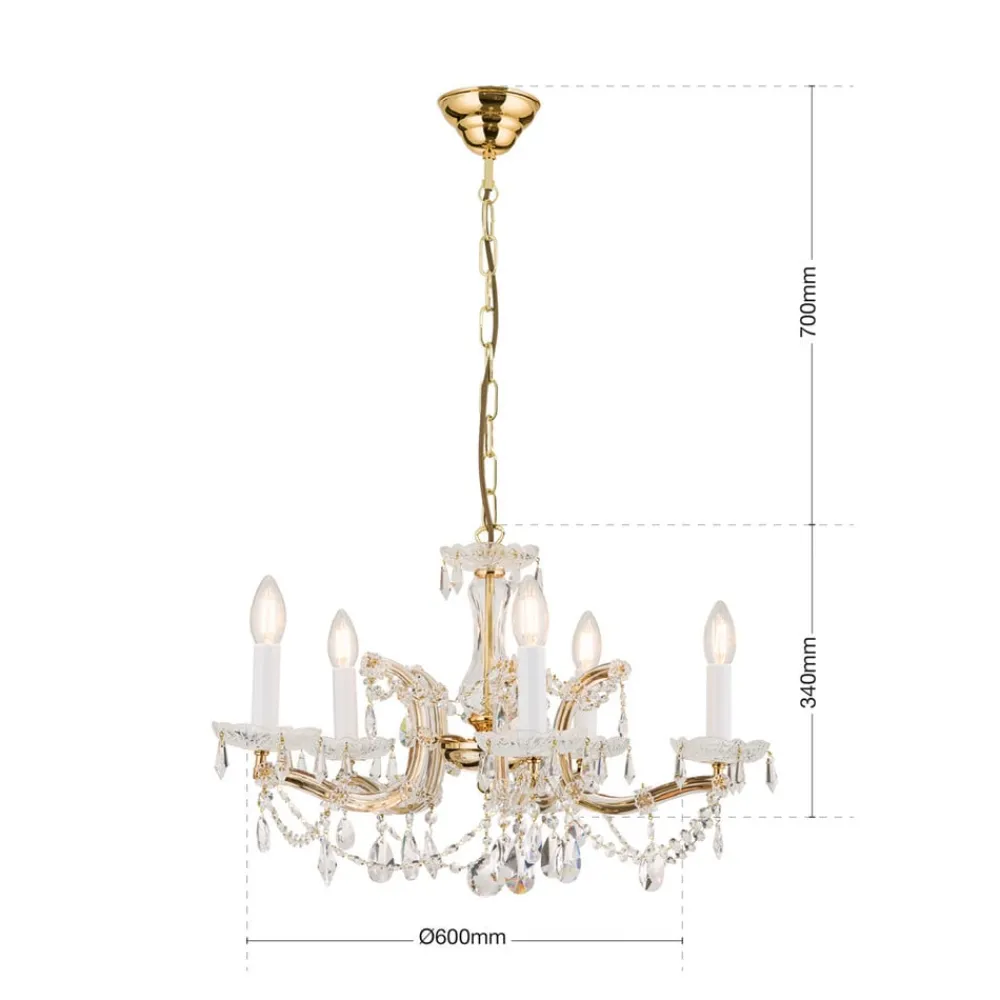 Lysekroner ^ ORION TJURA lysekrone med 5 lys 60 cm