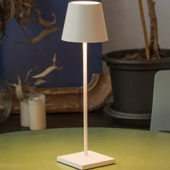 FARO BARCELONA Dekorationsbelysning|Terrassebelysning > Toc LED-bordlampe med USB-oplader, IP54, hvid