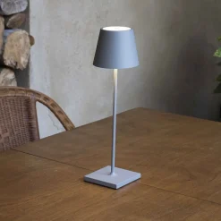 FARO BARCELONA Dekorationsbelysning|Terrassebelysning > Toc LED-bordlampe med USB-oplader, IP54, grå
