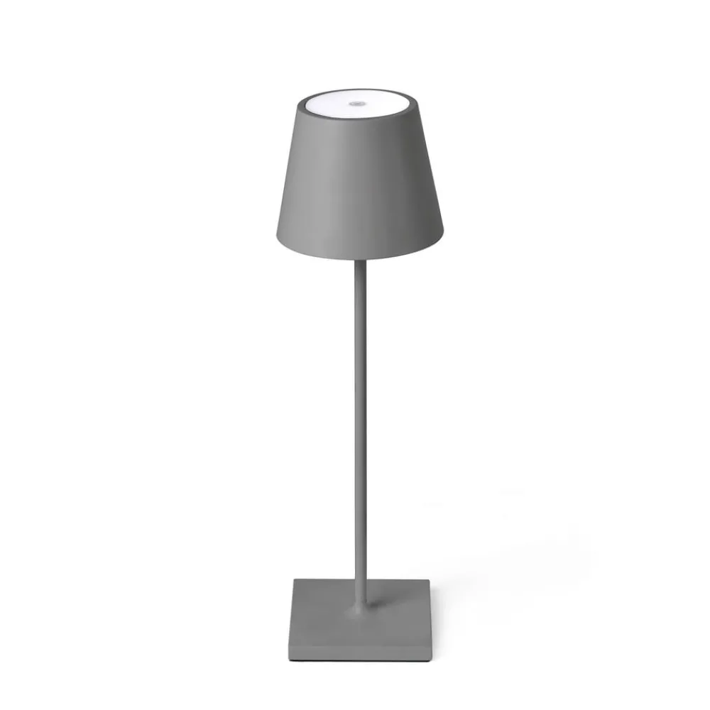 FARO BARCELONA Dekorationsbelysning|Terrassebelysning > Toc LED-bordlampe med USB-oplader, IP54, grå