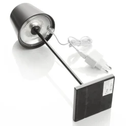 FARO BARCELONA Dekorationsbelysning|Terrassebelysning > Toc LED-bordlampe med USB-oplader, IP54, sort