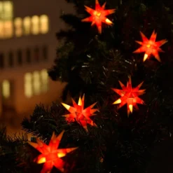 STERNTALER Julepynt|Julelys Udendørs > Tofarvet LED-lyskæde med 9 stjerner, gul, rød