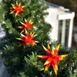 STERNTALER Julepynt|Julelys Udendørs > Tofarvet LED-lyskæde med 9 stjerner, gul, rød