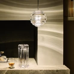 Pendellamper ^ Tom Dixon LED-hængelampe Press Sphere, klar, Ø 14 cm, 927