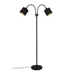 Reality Leuchten Gulvlamper|Gulvlamper > Tommy gulvlampe, sort/guld, højde 130 cm, 2-lys stof