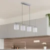 Pendellamper ^ Reality Leuchten Tommy hængelampe, nikkel/hvid, længde 75 cm, 4-lys, stof
