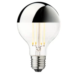 DESIGN BY US Dæmpbar Led-Pære > topforspejlet LED-pære Globe 80, sølv, E27, 3,5 W, 2.700 K