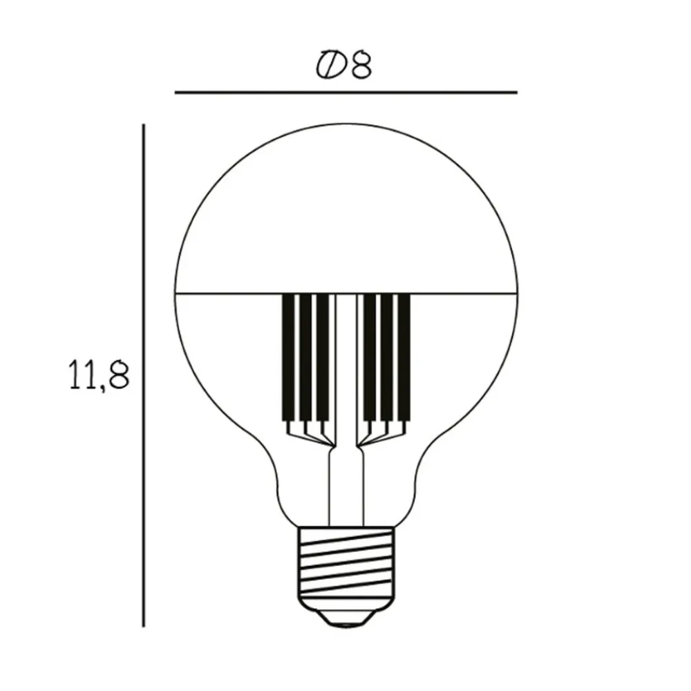DESIGN BY US Dæmpbar Led-Pære > topforspejlet LED-pære Globe 80, sølv, E27, 3,5 W, 2.700 K