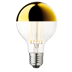 DESIGN BY US Dæmpbar Led-Pære > Topforspejlet pære Globe 80, guld, E27, 3,5 W, 2.700 K
