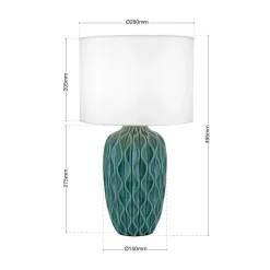 Pendellamper|Bordlamper ^ ORION Tortuga bordlampe, grøn/hvid, højde 49,5 cm, keramik/lin