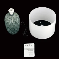 Pendellamper|Bordlamper ^ ORION Tortuga bordlampe, grøn/hvid, højde 49,5 cm, keramik/lin