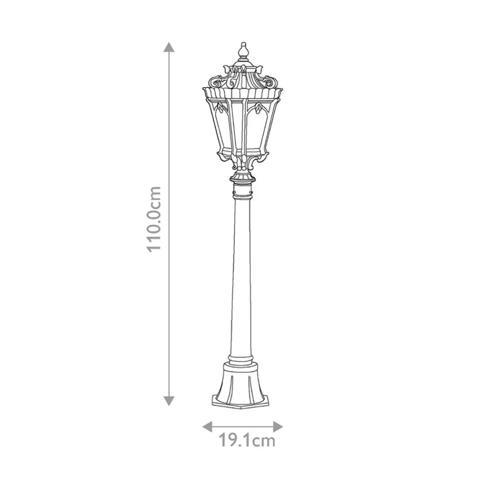 KICHLER Gadebelysning > Tournai vejlampe, højde 110 cm, aluminium, glas