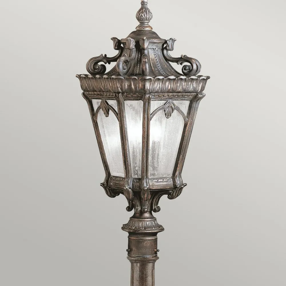 KICHLER Gadebelysning > Tournai vejlampe, højde 110 cm, aluminium, glas