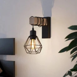 Væglamper|Væglamper ^ EGLO Townshend væglampe, bredde 14 cm, sort/eg