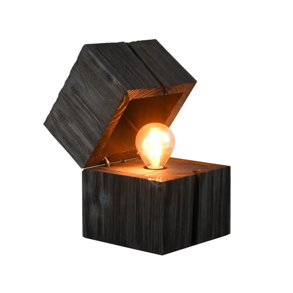 Trio Lighting Bordlamper > Treasure bordlampe, sort, træ, hængslet