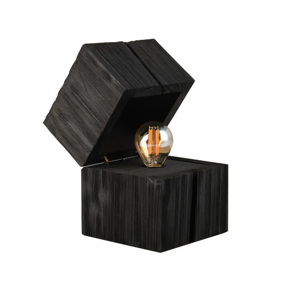 Trio Lighting Bordlamper > Treasure bordlampe, sort, træ, hængslet