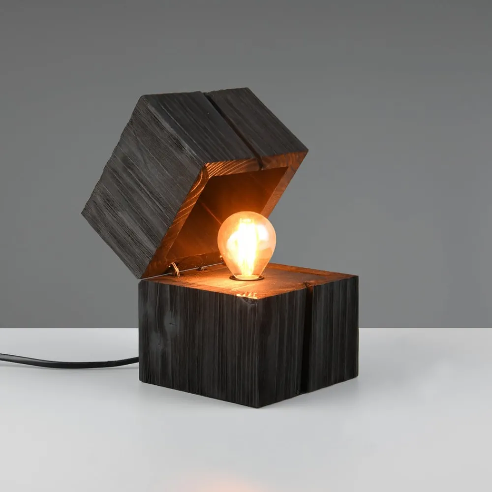 Trio Lighting Bordlamper > Treasure bordlampe, sort, træ, hængslet