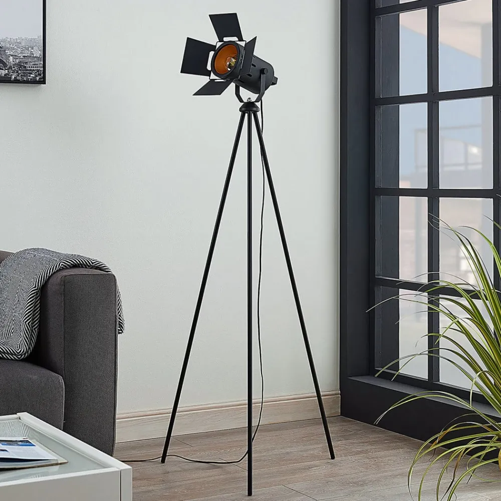 Gulvlamper|Gulvlamper ^ Lindby Trebenet gulvlampe Devon i sort