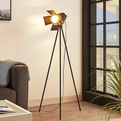Gulvlamper|Gulvlamper ^ Lindby Trebenet gulvlampe Devon i sort