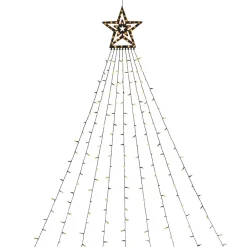 Julepynt|Lysnet, Lysforhæng ^ Konstsmide Christmas Triangel LED-lysgardin med stjerne